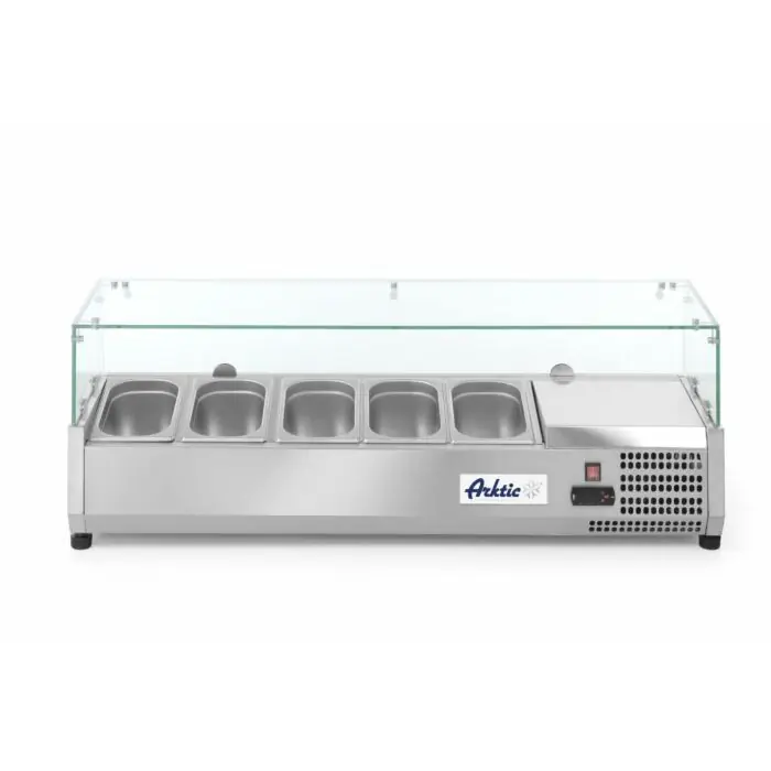 Hendi Aufsatz Kühlvitrine Gastronorm 1\\/4, 8 x GN 1\\/4, -2 \\/ 8 ˚C, 230 V \\/ 0,18 kW, R600a, 1805 x 335 x (H) 430 mm Mega-Angebot