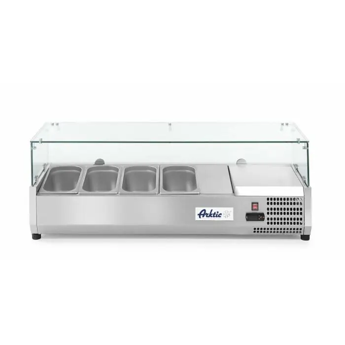 Zertifiziert Hendi Aufsatz Kühlvitrine Gastronorm 1\\/3, 7 x GN 1\\/3, -2 \\/ 8 ˚C, 230 V \\/ 0,18 kW, R600a, 1605 x 395 x (H) 430 mm