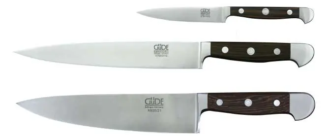 Wyprzedaż GÜDE ALPHA MAKASSAR EBENHOLZ Kochmesser Carbonstahl Set 3-teilig