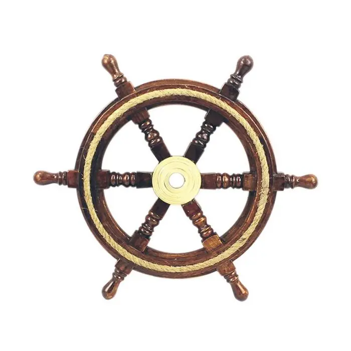 Versand Am Gleichen Tag SeaClub Steuerrad Holz mit Messingnabe und Tau 30 cm