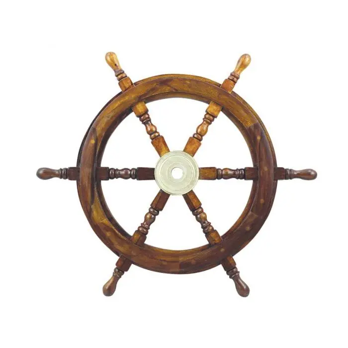 Zertifiziert SeaClub Steuerrad Holz mit Messingnabe 60 cm