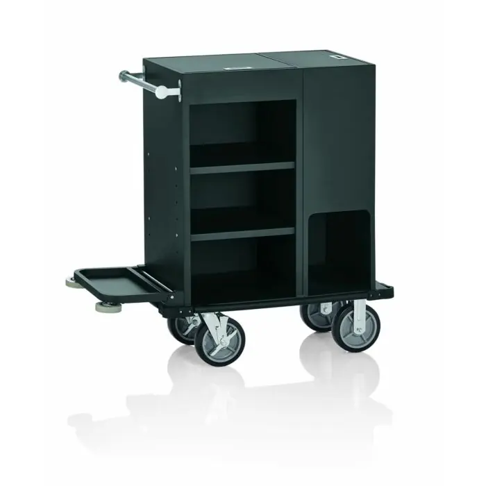 Begrenztes Angebot WAS Zimmerservicewagen 93 x 50,5 x 117 cm pulverbeschichtet schwarz Aluminium