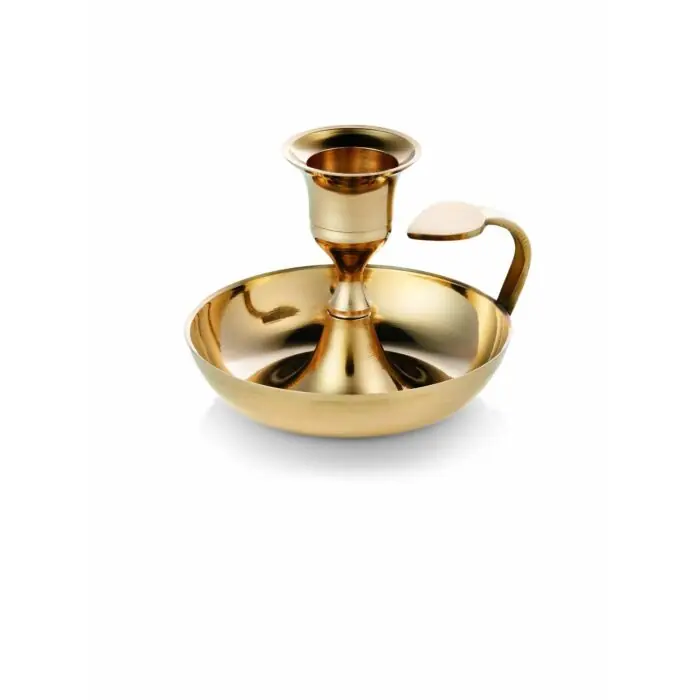 Aktuell WAS 5  Kerzenhalter mit Griff Ø 10 cm Höhe 7 cm goldfarben Messing