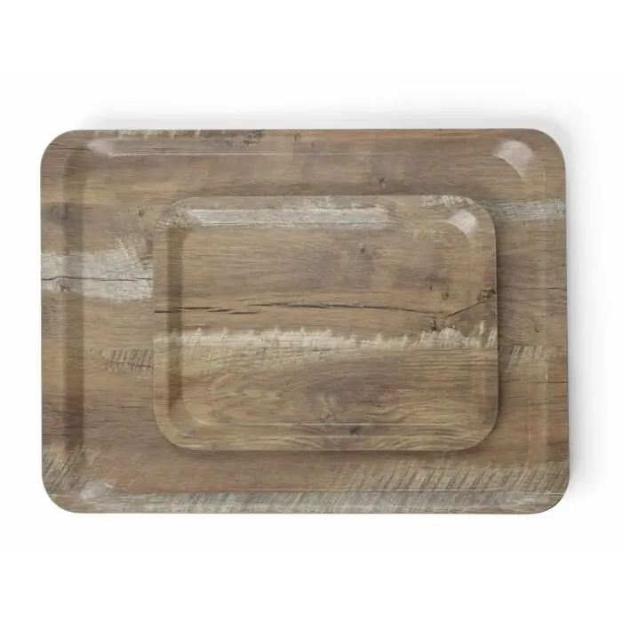 Abverkauf Hendi Serviertablett aus Melamin mit Holzoptik, Holz hell, 370 x 530 mm
