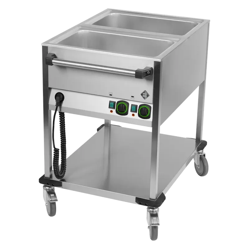 Bain Marie fahrbar elektrisch GN 2-1/1 Steuerung auf der kürzeren Seite mit Ablageboden | RM – BMPK 2120 Direktkauf
